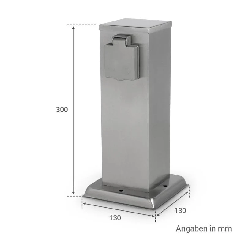 Außensteckdosen Säule, Anthrazit oder Silber (Edelstahl), IP44, 2x Schuko