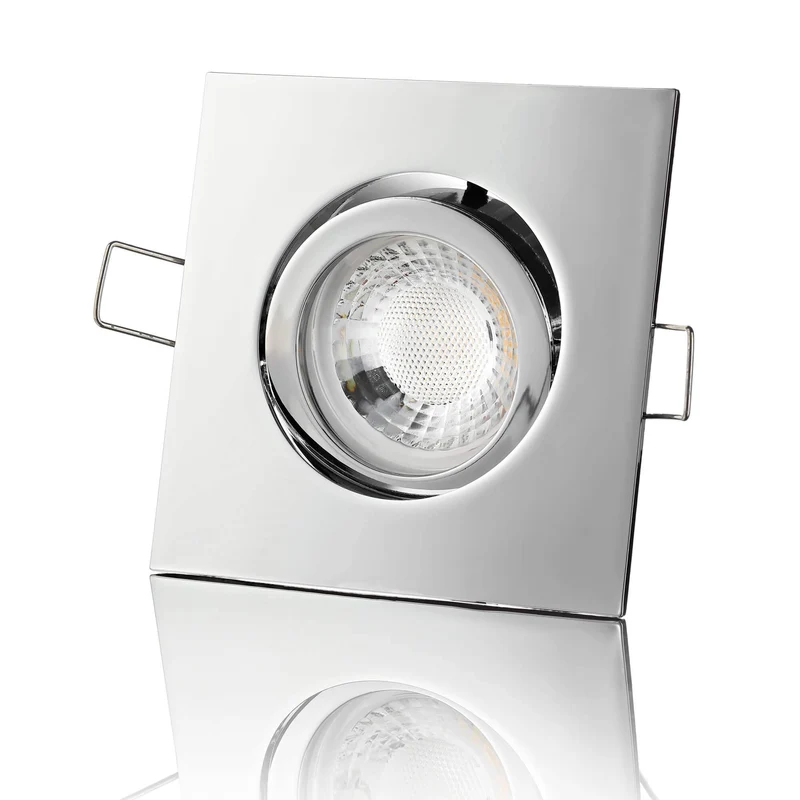 LED Einbaustrahler 230V - Chrom Eckig 5W GU10 LED - Rapid