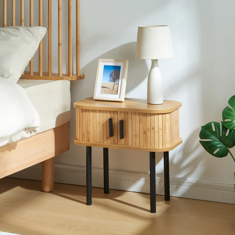 Beistelltisch Tvedestrand 48x30x45 cm Holzfarben/Schwarz [en.casa]