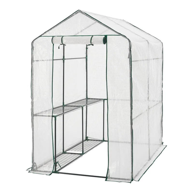 Gewächshaus Oosterhout mit Ablagen 120x186x190cm Transparent [en.casa]