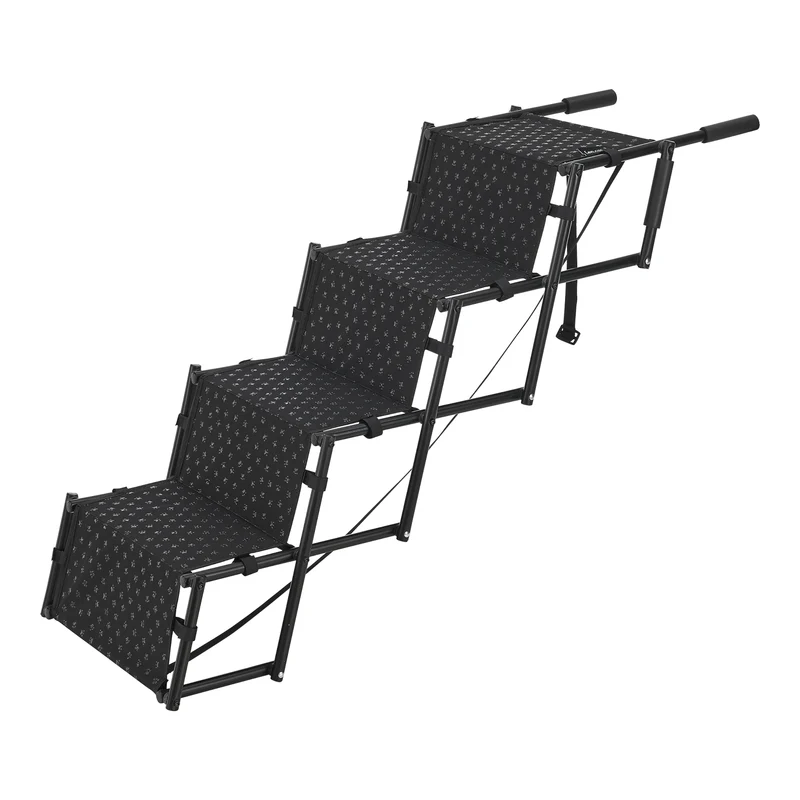 Hundetreppe Colchester 4-stufig bis 55 kg Metall/Polyester [en.casa]