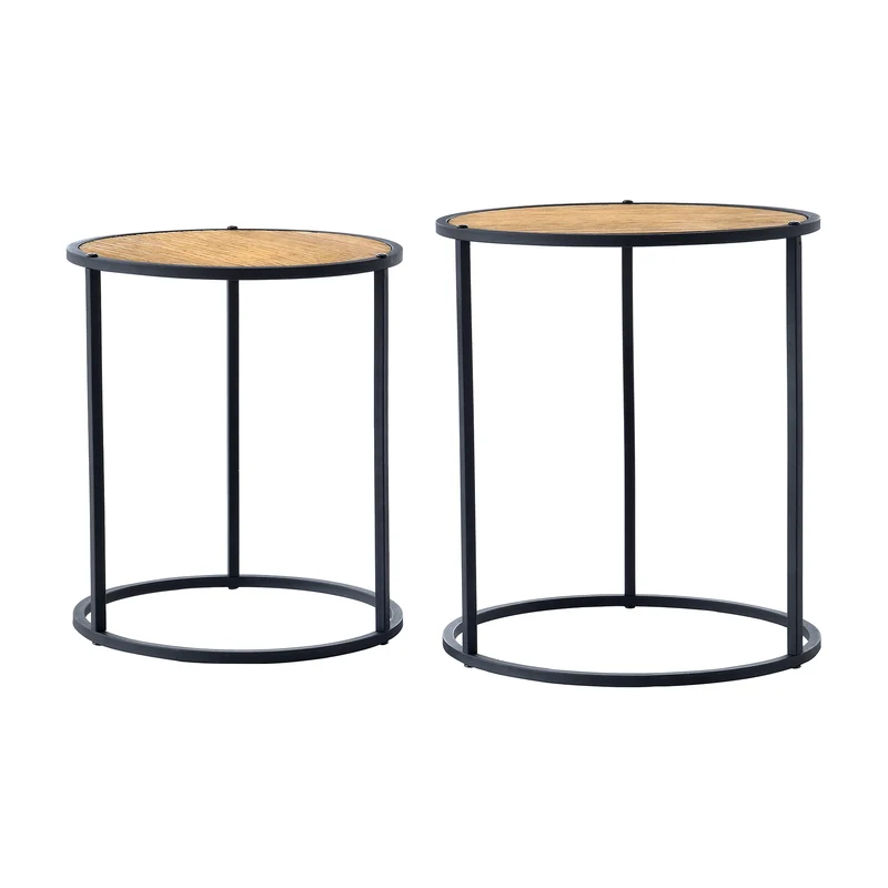 Satztisch Moriusaq im 2er Set rund Holz-Optik [en.casa]