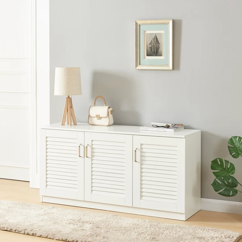Schuhschrank Løten 125x36x62 cm Weiß [en.casa]