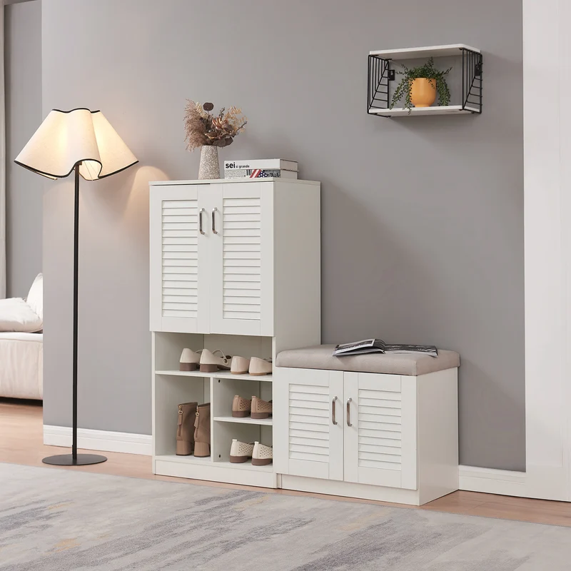 Schuhschrank Løten 120x37x120 cm Weiß [en.casa]