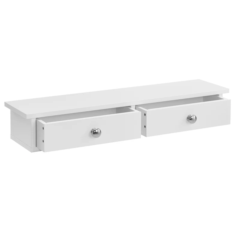 Wandregal Geeste 60x15x10 cm mit 2 Schubladen Weiß [en.casa]