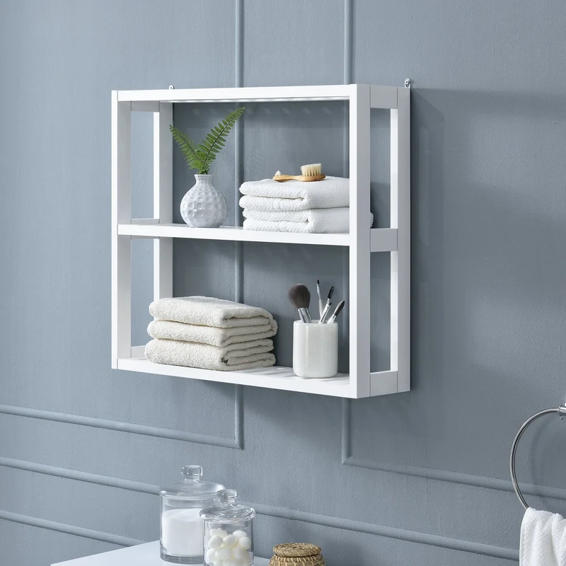 Badezimmerschrank Anderlecht 54x60x15 cm Regal mit 3 Ablagen Weiß en.caa