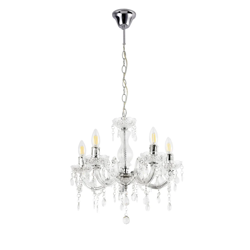 Kronleuchter Weimar 5x E14 Ø35 x 145 cm Kristall/Weiß lux.pro