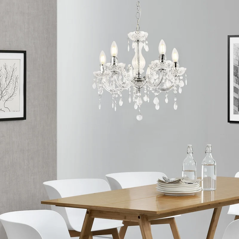 Kronleuchter Weimar 5x E14 Ø35 x 145 cm Kristall/Weiß lux.pro