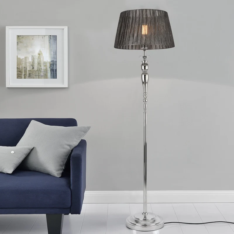 Stehleuchte Lingen 151 cm E27 60W Metall Chrom/Grau lux.pro