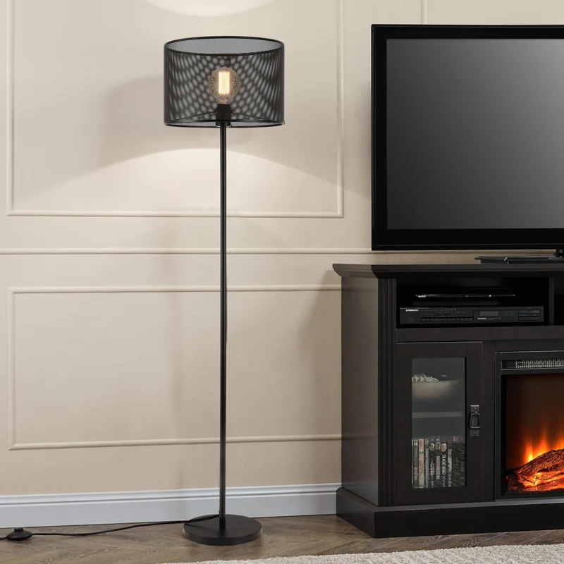 Stehleuchte Arensburg 153 cm Metall E27 60W Schwarz lux.pro