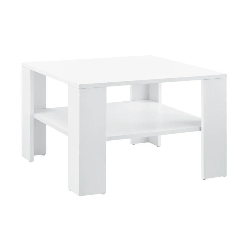Couchtisch Aachen 60x60x40 cm mit Ablage Weiß en.casa