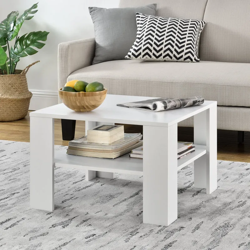 Couchtisch Aachen 60x60x40 cm mit Ablage Weiß en.casa