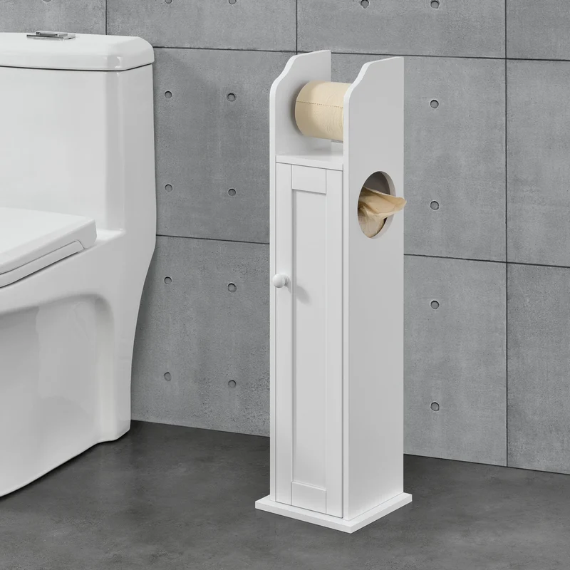 Toilettenpapierhalter Falkenberg 78x20x18 cm Badezimmerschrank mit Ablage Weiß en.casa