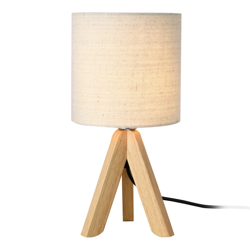 Tischleuchte Koblenz E14 Max. 40W mit Holzfüßen Beige lux.pro