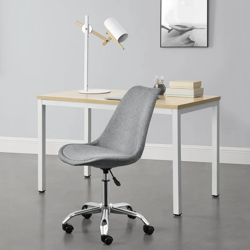 Bürostuhl Atherton 83-93x48x55 cm Hellgrau [en.casa]