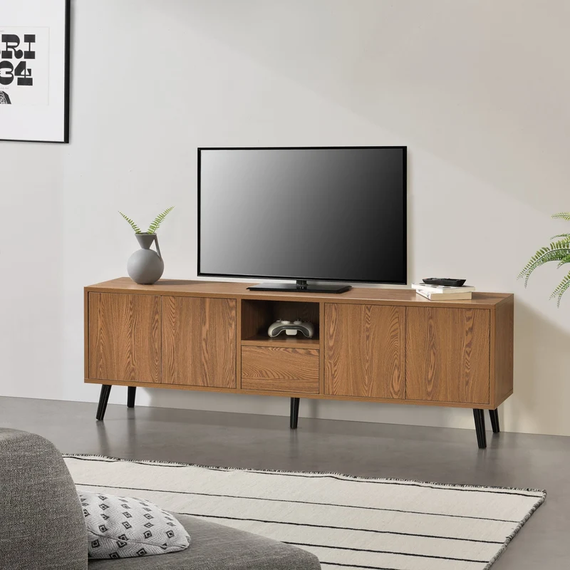 Fernsehtisch Hedemora 140x30x45,5 cm Dunkler Holzton en.casa