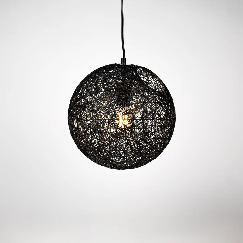 Pendelleuchte E27 "Fade" aus Fiberglasfäden, Schwarz