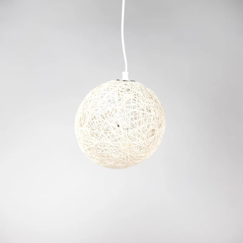 Pendelleuchte E27 "Fade" aus Fiberglasfäden, Weiß