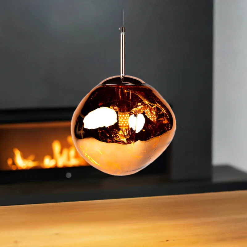 LED Glaspendelleuchte "Flame", 5W, Kupfer/Gold