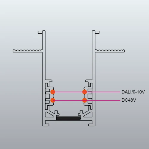 48V Schiene "Magneto", Einbau Tief 2M, Schwarz oder Weiß