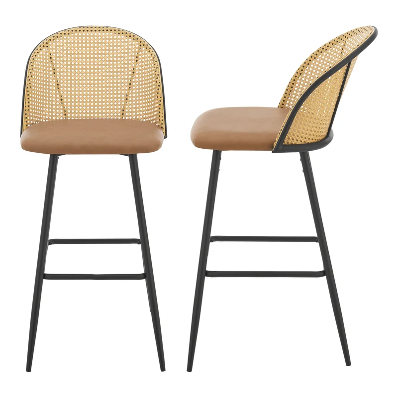 Barhocker Gausdal 2er Set Braun / Schwarz [en.casa]