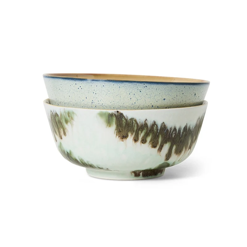 70's ceramics: Nudelschalen, minimalist (set von 2)