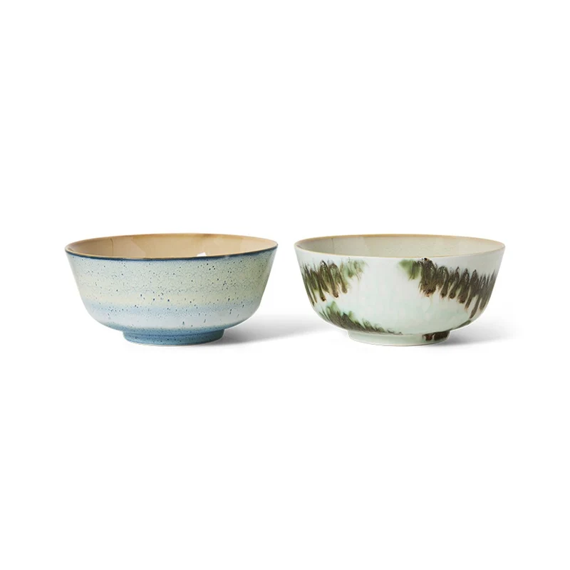 70's ceramics: Nudelschalen, minimalist (set von 2)