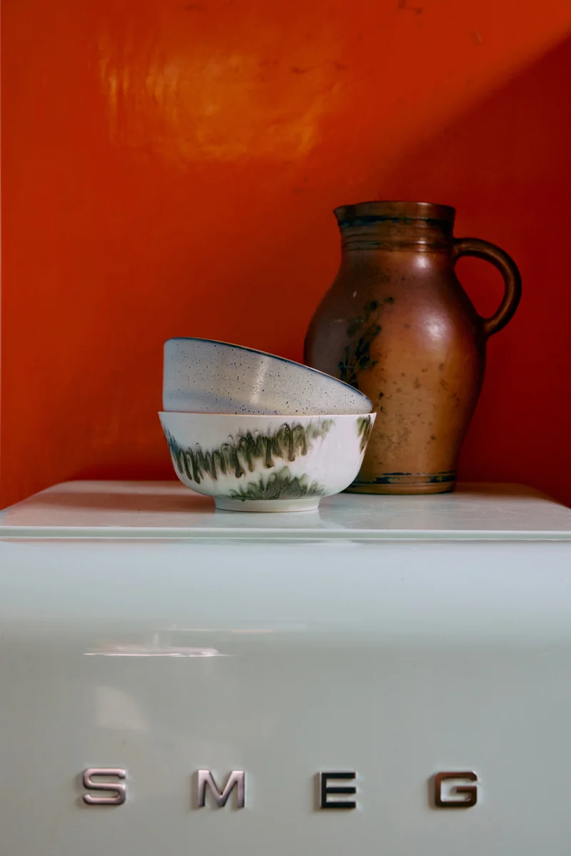 70's ceramics: Nudelschalen, minimalist (set von 2)