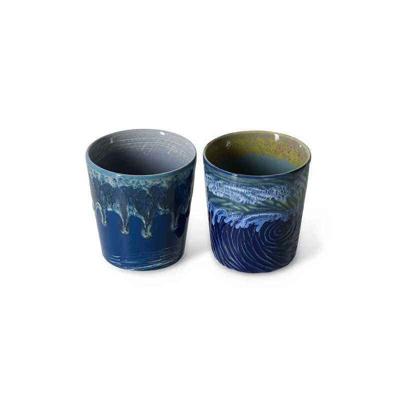 70's ceramics: Van Gogh Kaffeebecher, Sternennacht (Set von 2)