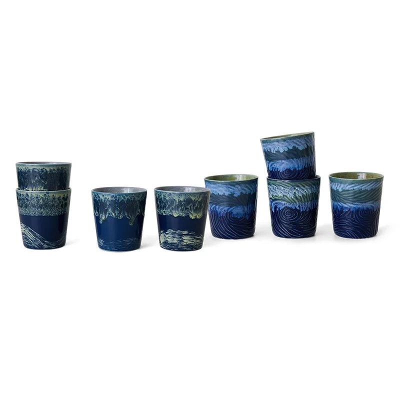 70's ceramics: Van Gogh Kaffeebecher, Sternennacht (Set von 2)