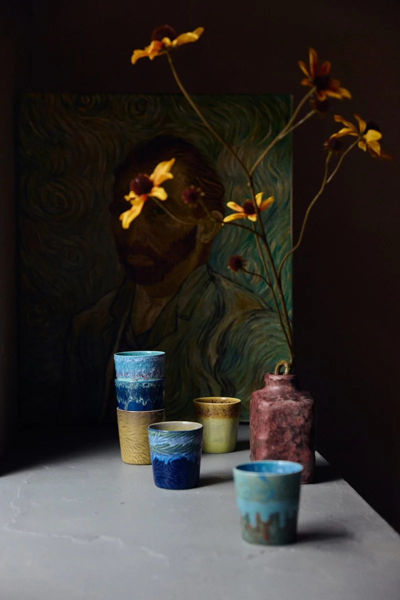 70's ceramics: Van Gogh Kaffeebecher, Sternennacht (Set von 2)
