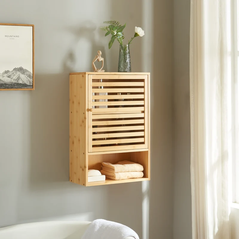Badezimmerschrank Gjesdal 60x40x20 cm Bambus [en.casa]