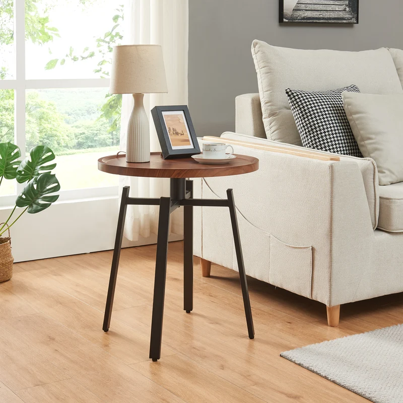 Beistelltisch Mippeena 54xØ50 cm Schwarz/Walnuss [en.casa]