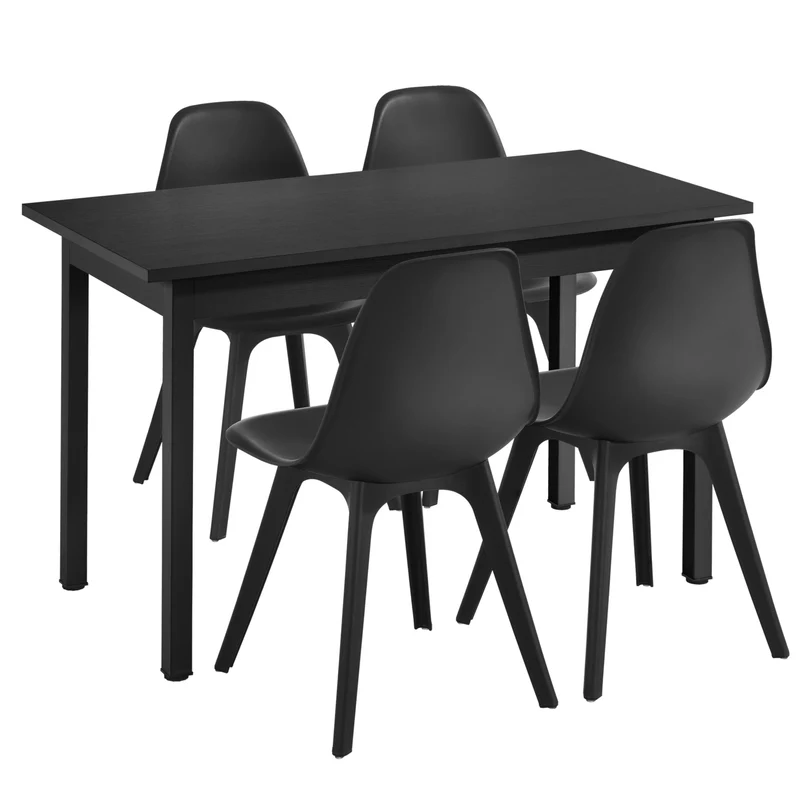 Essgruppe Horten 5-tlg. Tisch 120x60 cm Weiß [en.casa]
