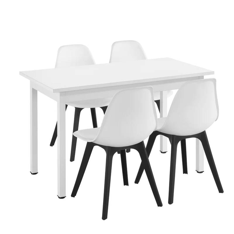Essgruppe Horten 5-tlg. Tisch 120x60 cm Weiß [en.casa]