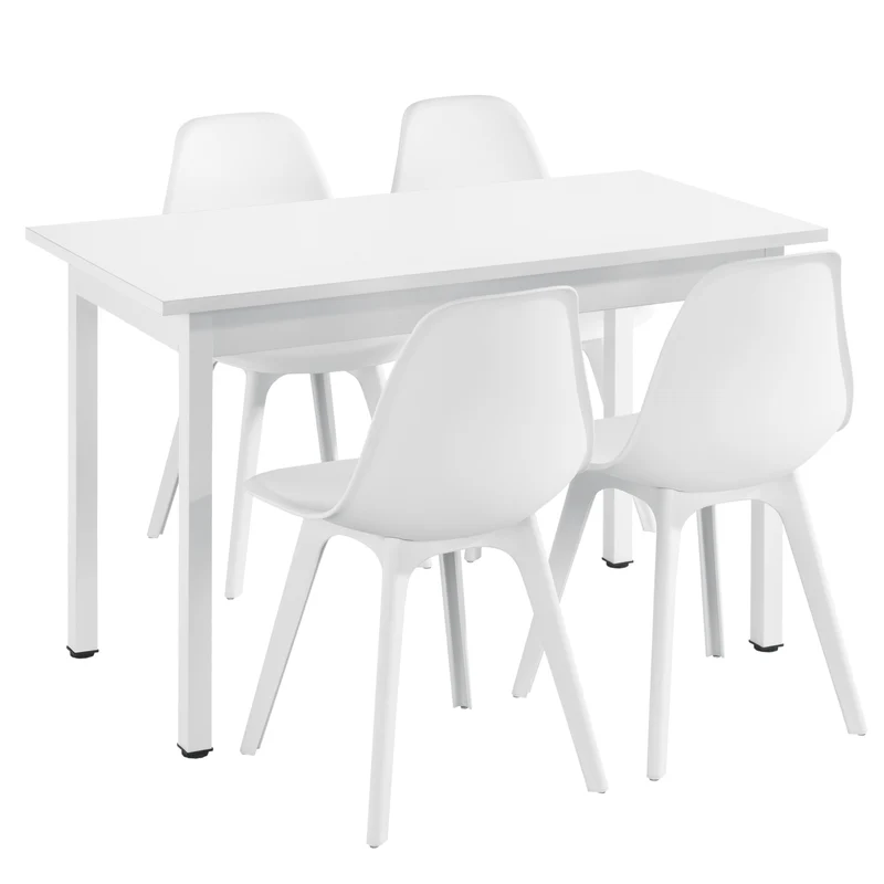 Essgruppe Horten 5-tlg. Tisch 120x60 cm Weiß [en.casa]