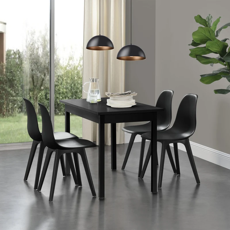 Essgruppe Horten 5-tlg. Tisch 120x60 cm Weiß [en.casa]