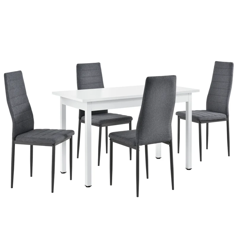 Essgruppe Honningsvåg 5-tlg. mit 120x60 cm Tisch und 4 Polsterstühlen en.casa