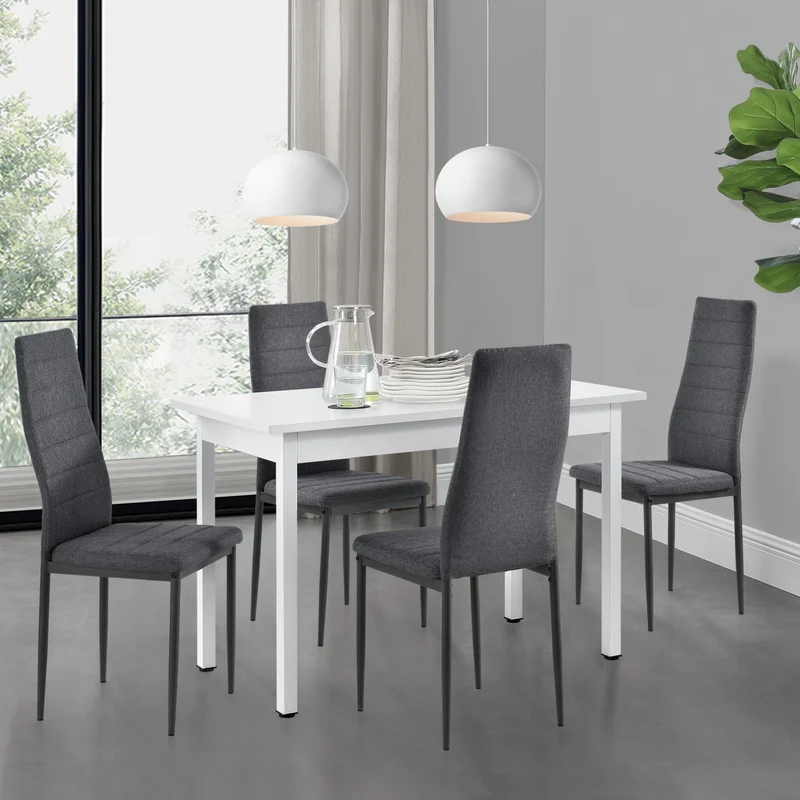 Essgruppe Honningsvåg 5-tlg. mit 120x60 cm Tisch und 4 Polsterstühlen en.casa