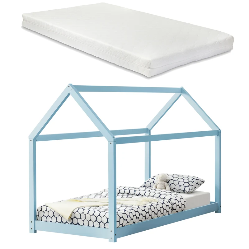 Kinderbett Netstal 90x200 cm mit Kaltschaummatratze Natur [en.casa]