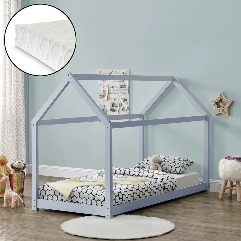 Kinderbett Netstal 90x200 cm mit Kaltschaummatratze Natur [en.casa]