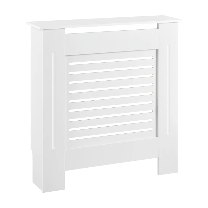 Heizkörperverkleidung Charleston mit Ablage Lamellenoptik Weiß en.casa