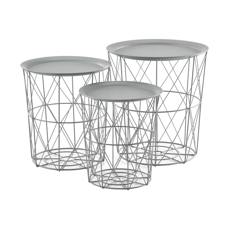 3er Set Metallkorb Beistelltisch Worcester en.casa