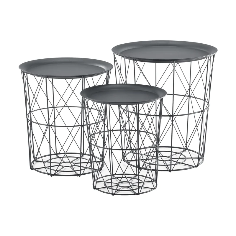 3er Set Metallkorb Beistelltisch Worcester en.casa