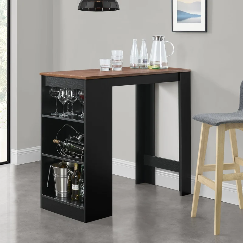 Bartisch Kouvola mit 3 Fächern 110x50x103 cm in versch. Farben [en.casa]