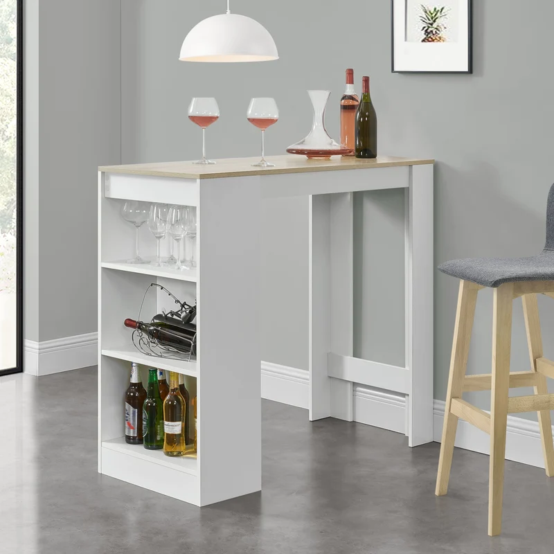 Bartisch Kouvola mit 3 Fächern 110x50x103 cm in versch. Farben [en.casa]