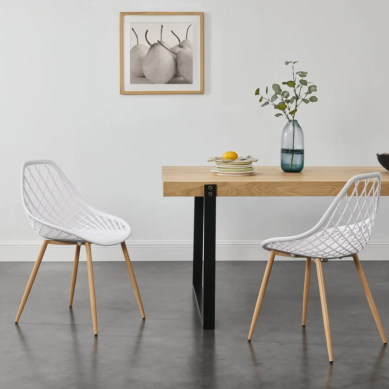2er-Set Esszimmerstuhl Warschau aus Kunststoff Buche-Optik en.casa