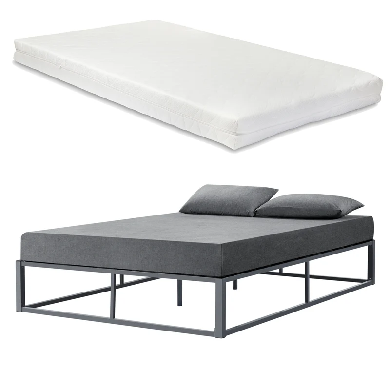 Metallbett Kreta mit Kaltschaummatratze in versch. Farben und Größen [en.casa]