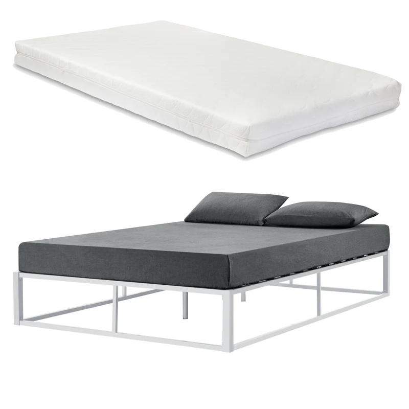 Metallbett Kreta mit Kaltschaummatratze in versch. Farben und Größen [en.casa]