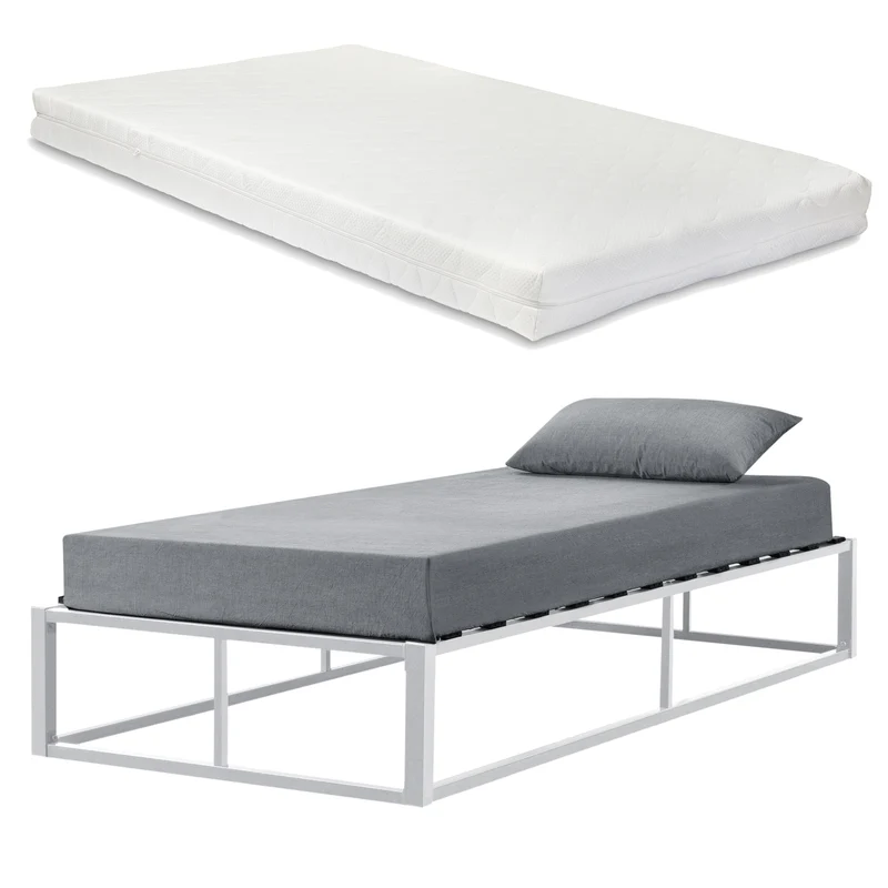 Metallbett Kreta mit Kaltschaummatratze in versch. Farben und Größen [en.casa]